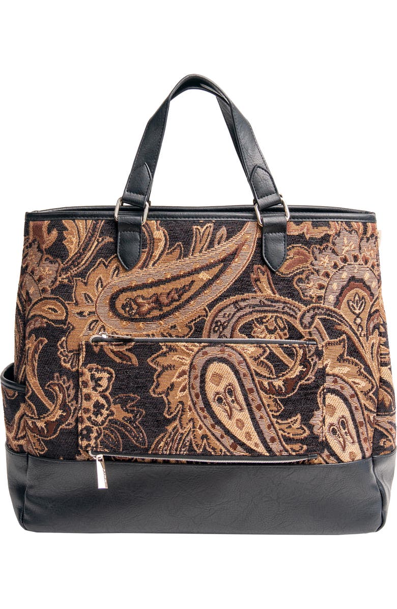 Béis The Mini Everyday Jacquard & Faux Leather Tote, Alternate, color,