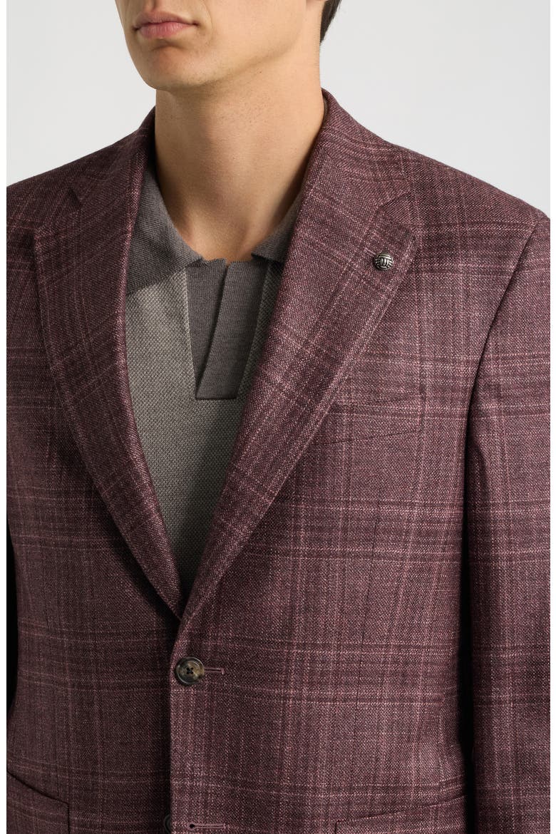 Myles Plaid Wool Blend Sport Coat, Alternate, color, WINE