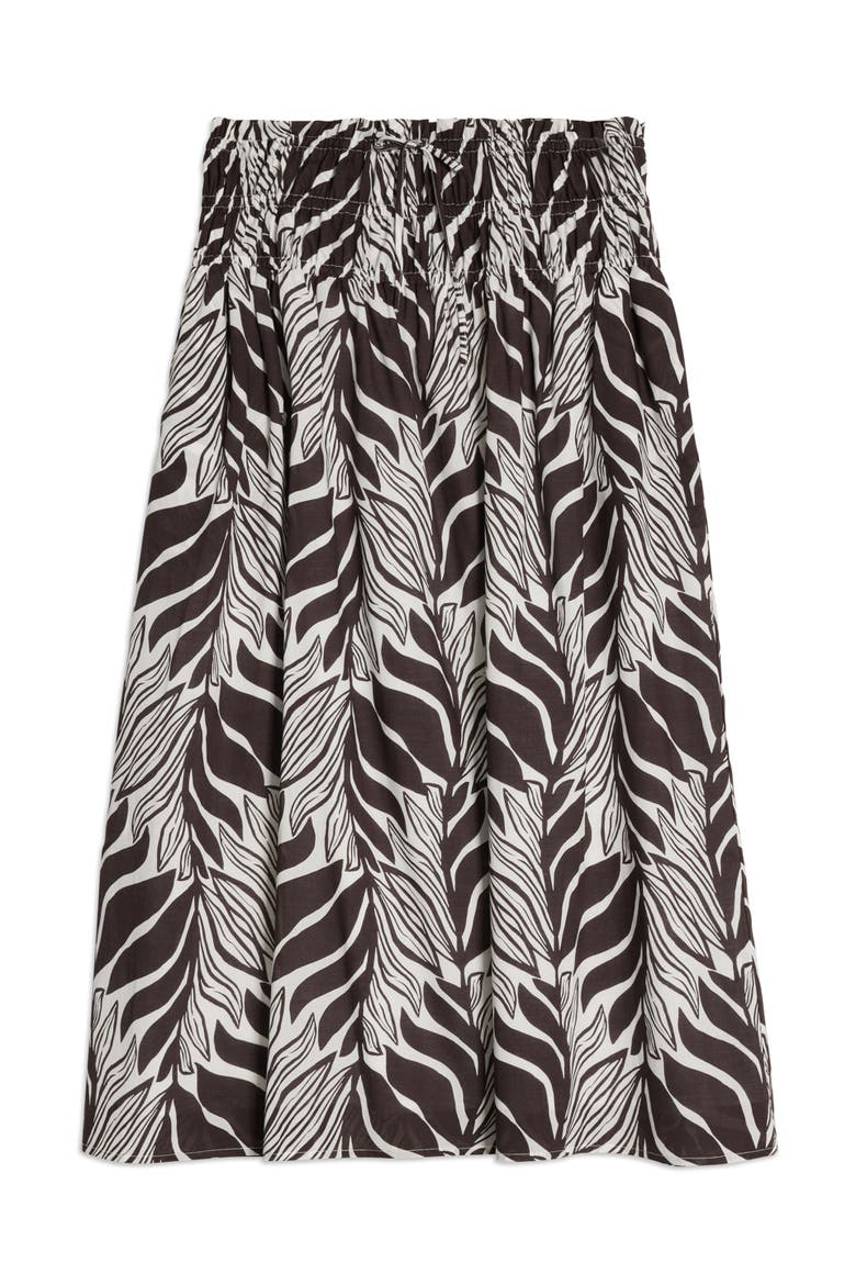 Mono Palm Smocked Waist Maxi Skirt, Alternate, color, Brown