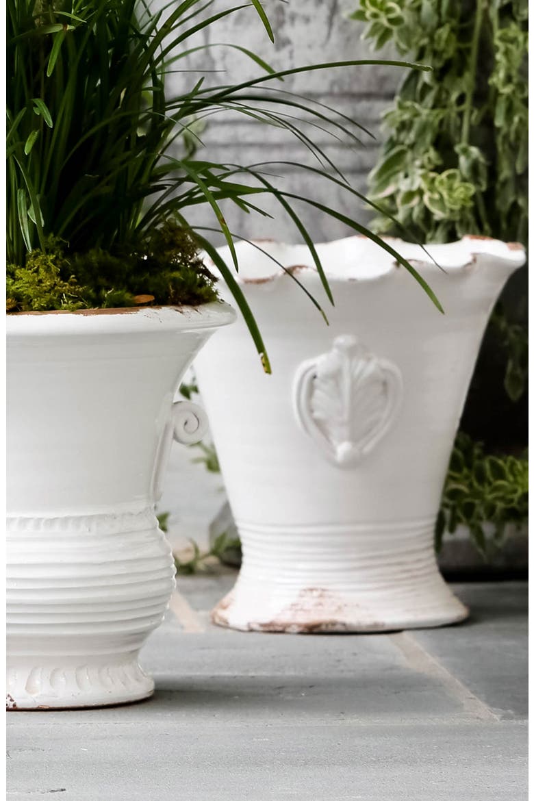 Rustic Garden Medium Scalloped Planter, Alternate, color, WHITE