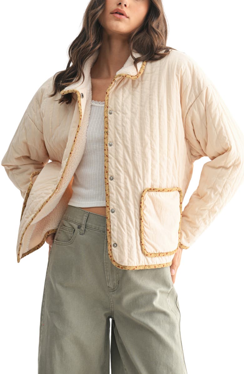 WISHLIST Floral Faux Shearling Jacket, Main, color, 