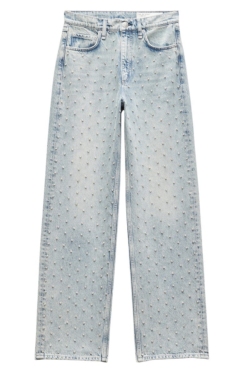 rag & bone Shea Studded High Waist Straight Jeans, Alternate, color, Desipearl