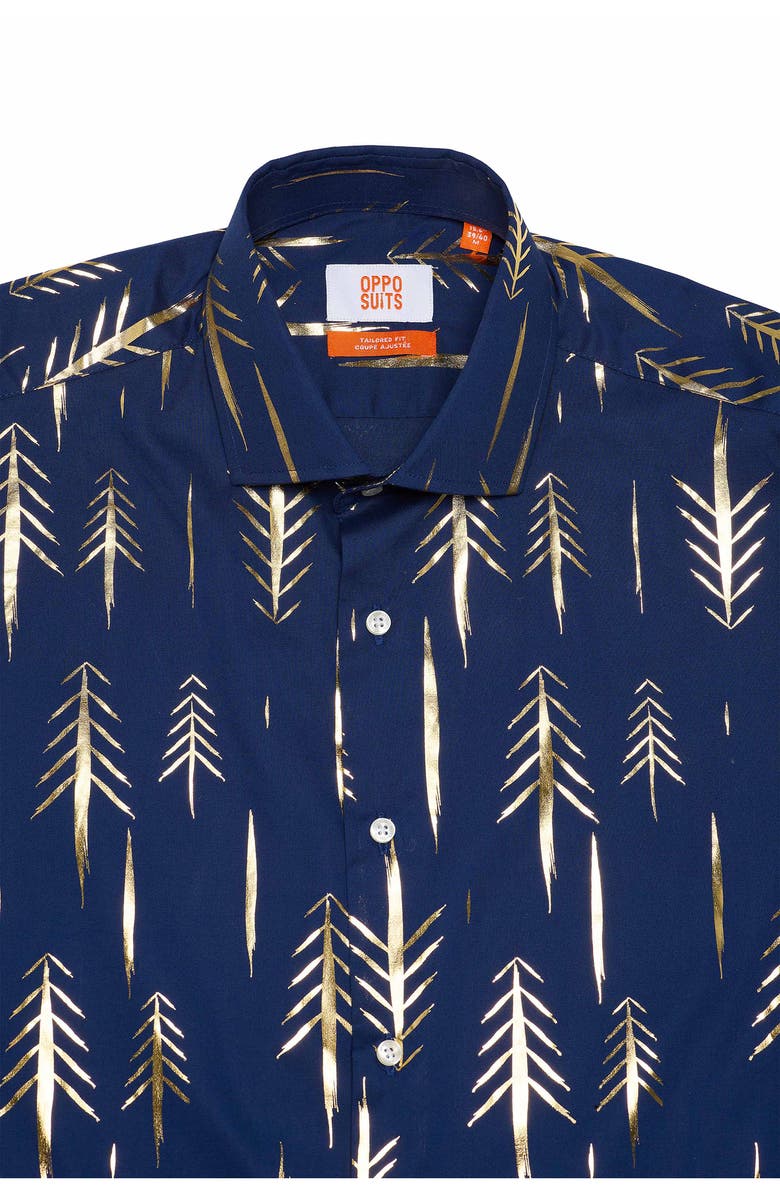 OppoSuits Terrific Trees Tailored Fit Dress Shirt, Alternate, color, Blue