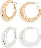 Leith 2-Pack Twisted Hoop Earrings