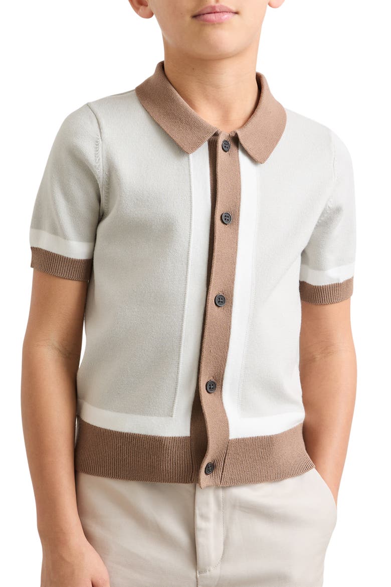 Kids' Craig Knit Top, Alternate, color, TAUPE/ OFF WHITE