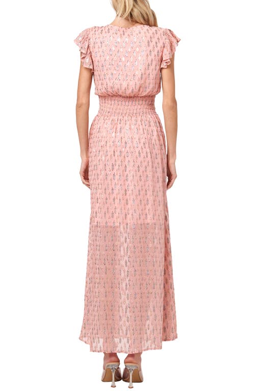 Shop Ciebon Jennsen Metallic Flutter Sleeve Maxi Dress