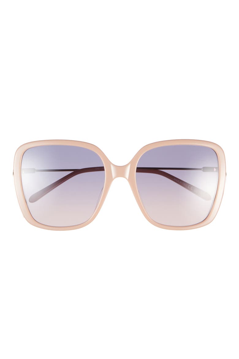 57mm Square Sunglasses, Main, color, NUDE GOLD BLUE