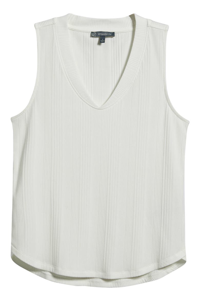 V-Neck Rib Tank, Alternate, color, OFF WHITE