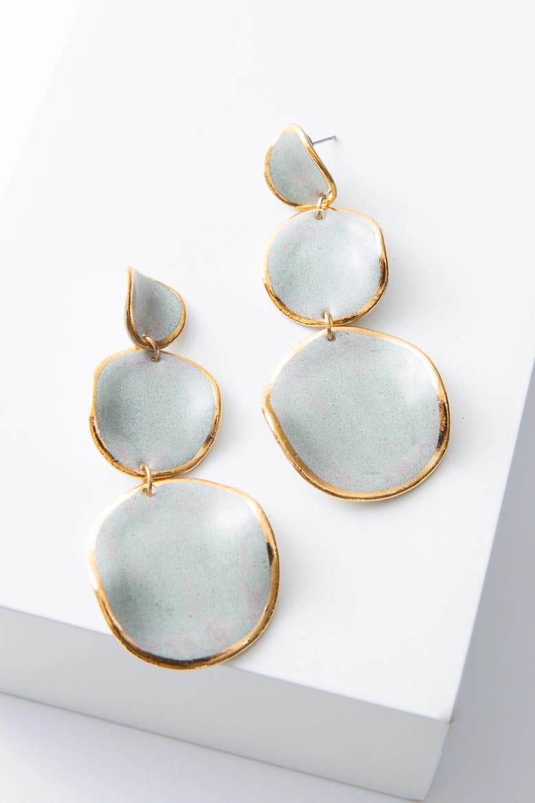 Stacked Spheres Earrings, Main, color, Blue Sage