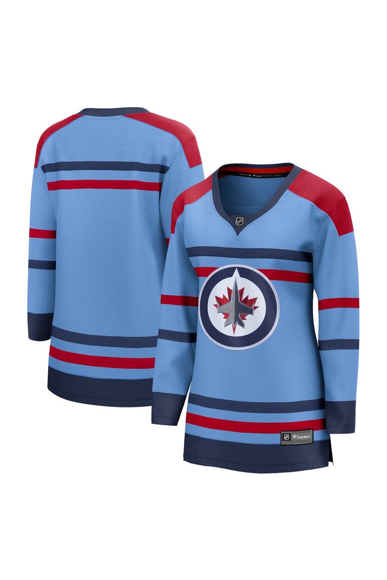Women's Fanatics Branded  Light Blue Winnipeg Jets Anniversary Premier Breakaway Jersey, Main, color, Light Blue