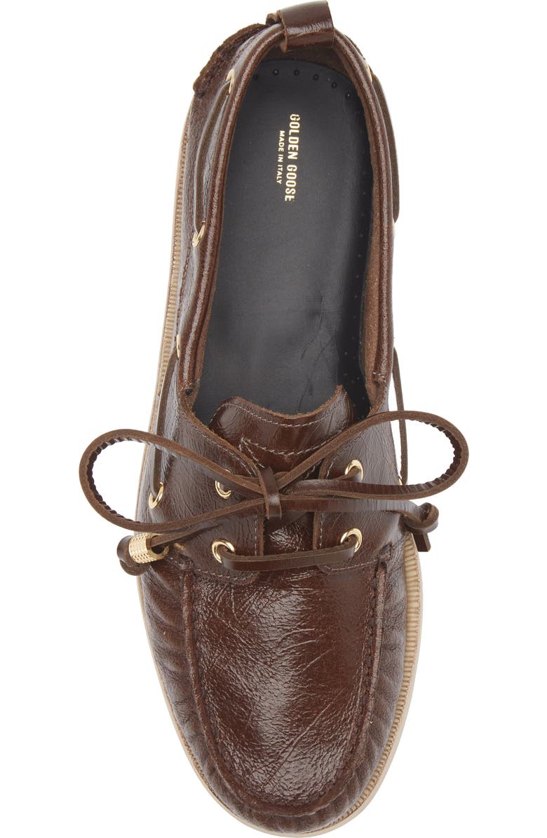 Golden Goose Moc Toe Boat Shoe, Alternate, color, Dark Brown