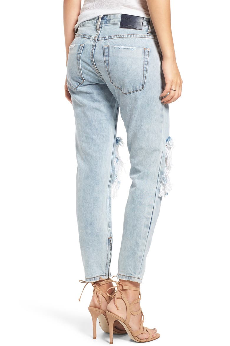 'Freebird' Destroyed Skinny Jeans, Alternate, color, BLUE MALT