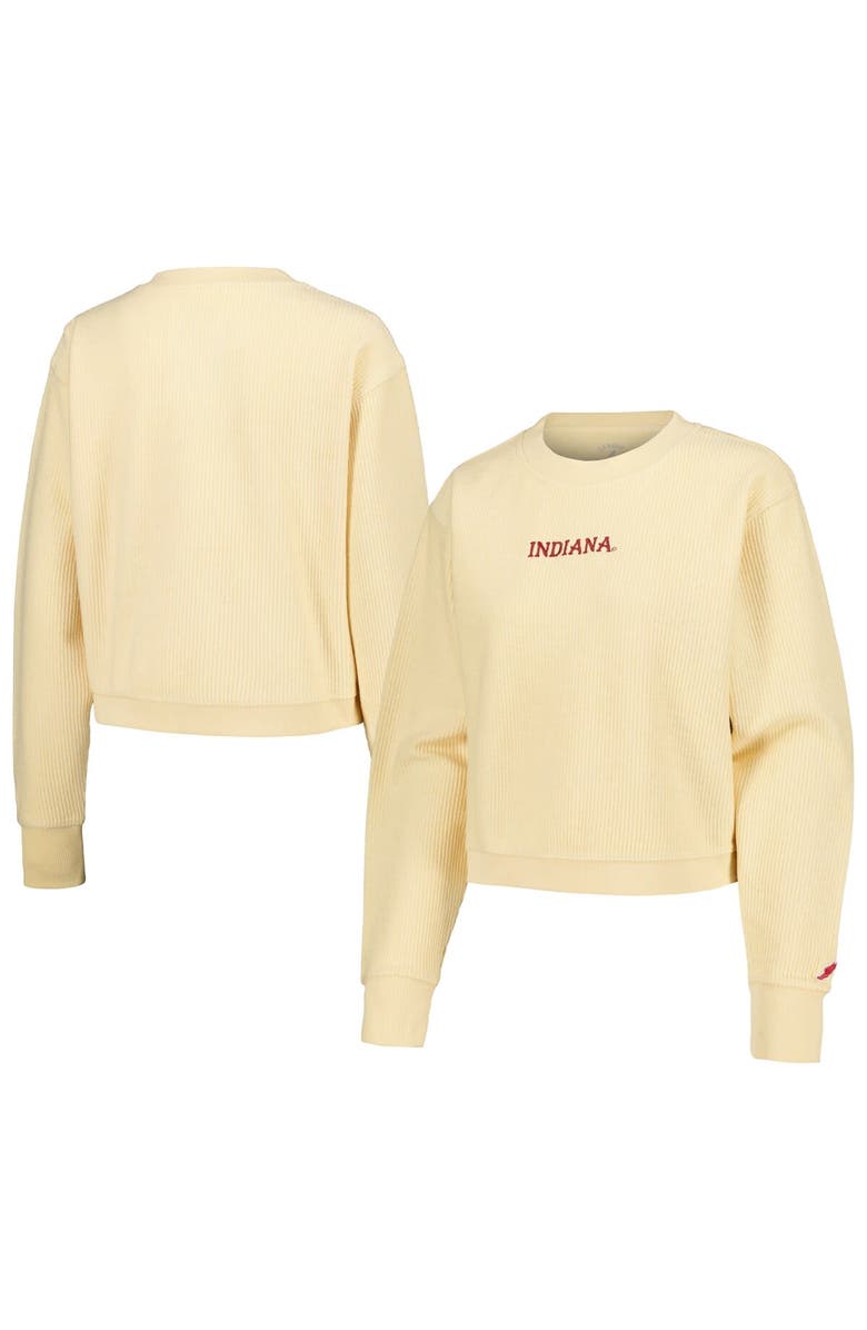 LEAGUE COLLEGIATE WEAR Women's League Collegiate Wear Cream Indiana Hoosiers Timber Cropped Pullover Sweatshirt, Main, color, Cream