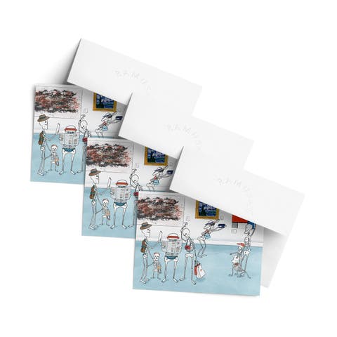 Fall/Halloween Greeting Card Pack Sets (3 ct) Skeleton Tour