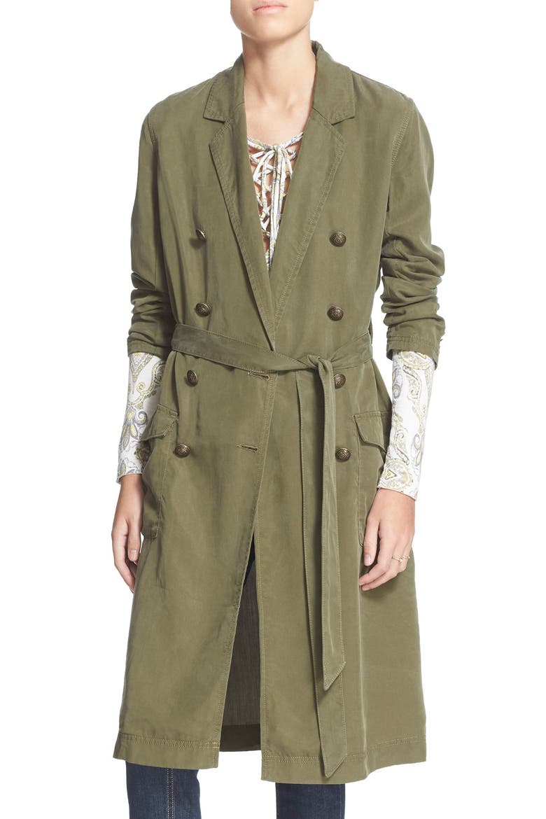Military Duster Jacket, Alternate, color, DARK GREEN
