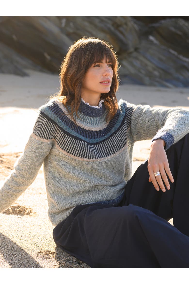 Statement Donegal Wool Sweater, Alternate, color, SAGE