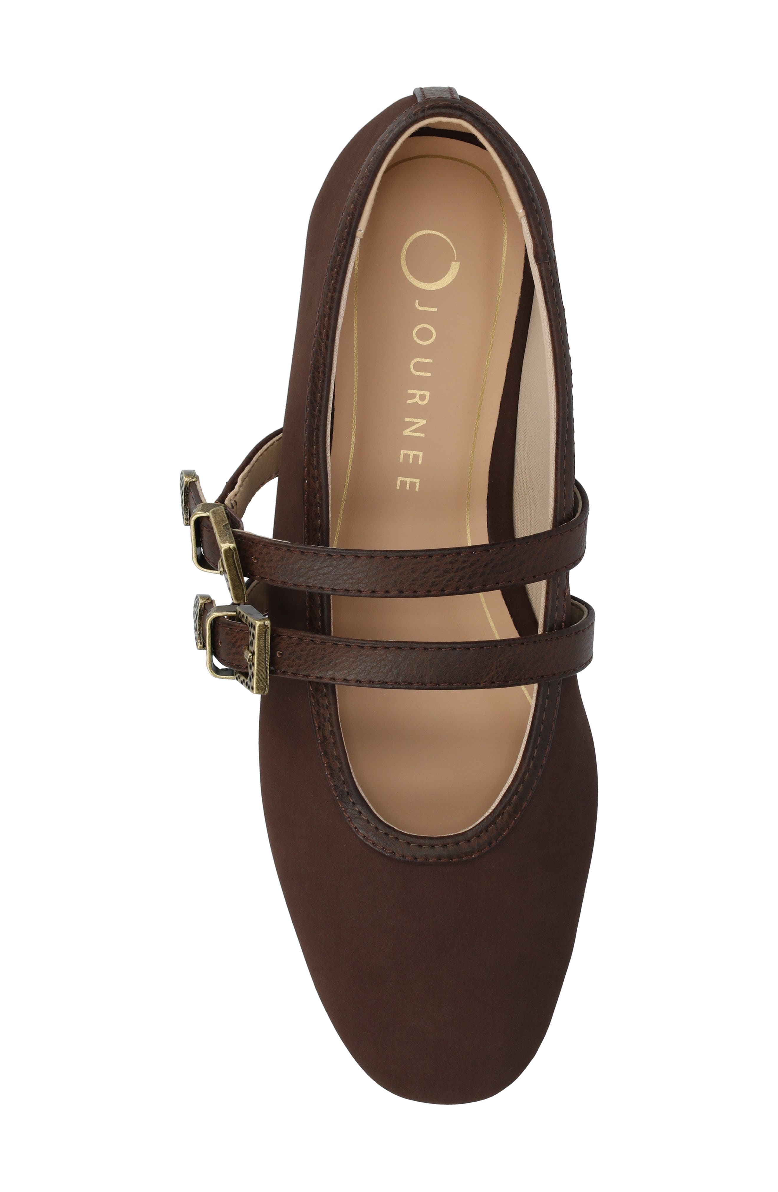Florene Double Buckle Mary Jane Flat, Alternate, color, CHOCOLATE