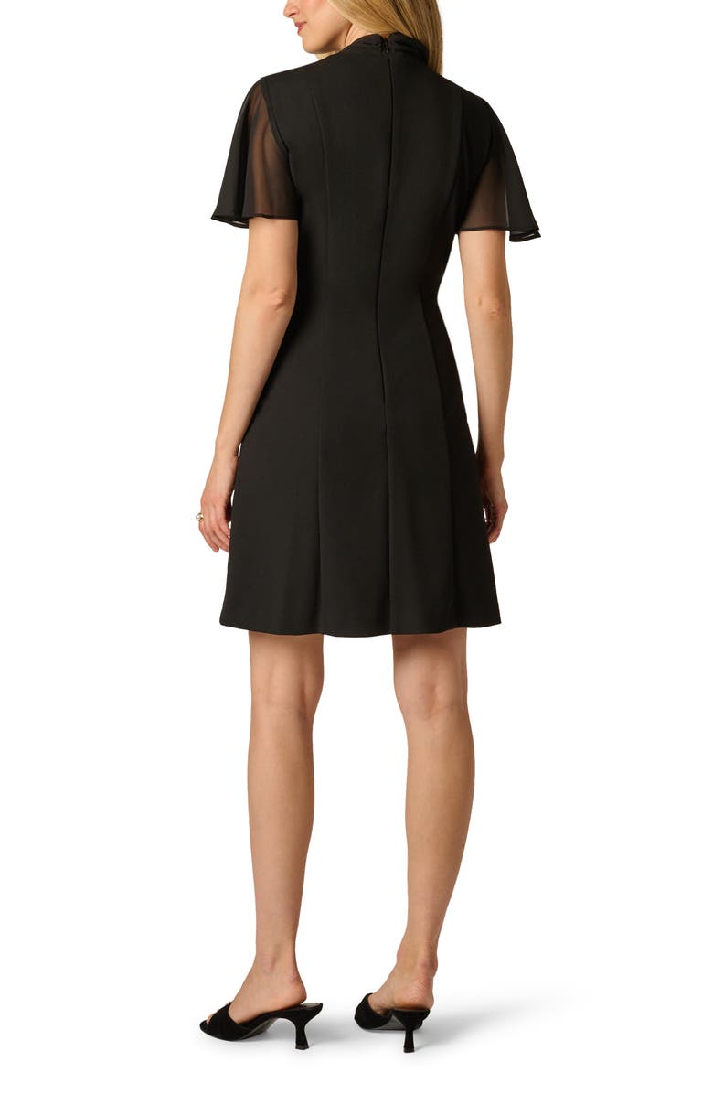 Adrianna Papell Crepe & Chiffon Dress, Alternate, color, Black