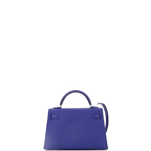 Pre-owned Hermes  Hermes Kelly Mini Ii Bag Blue Epsom With Palladium Hardware 20 In Purple
