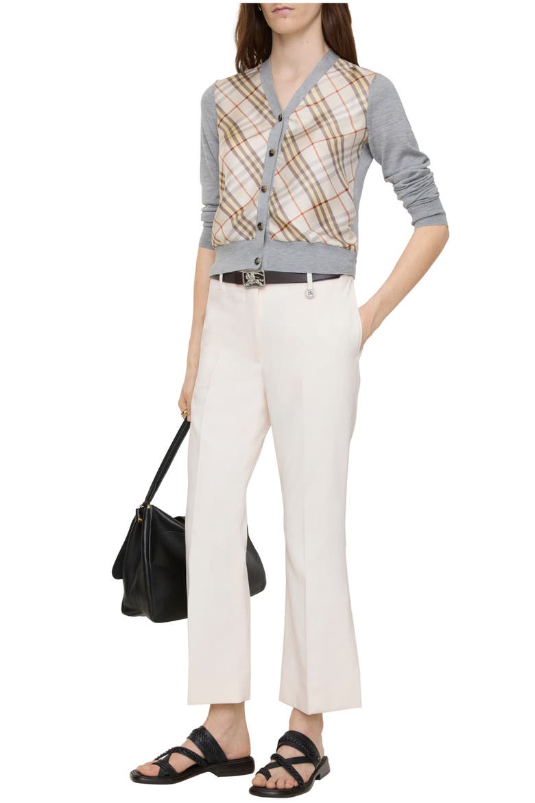 Cropped Wool Flared Trousers, Main, color, Alabaster white