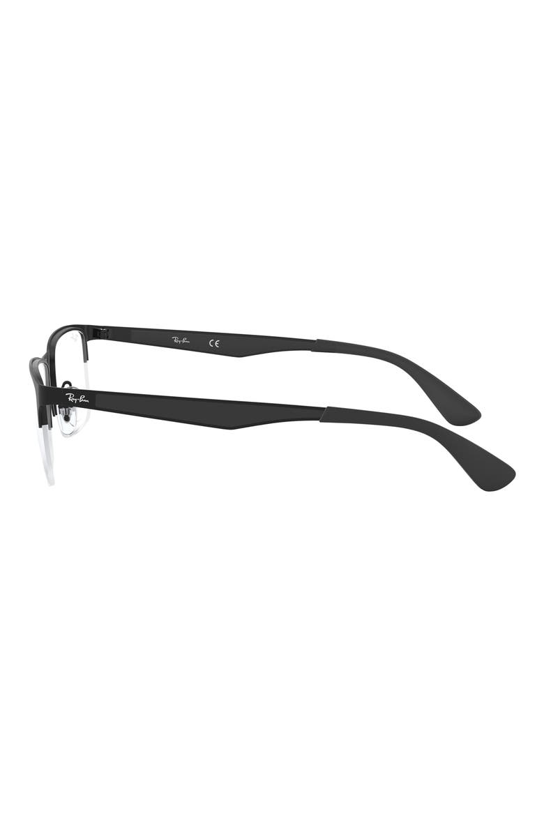 54mm Semi Rimless Rectangular Optical Glasses, Alternate, color, MATTE BLACK