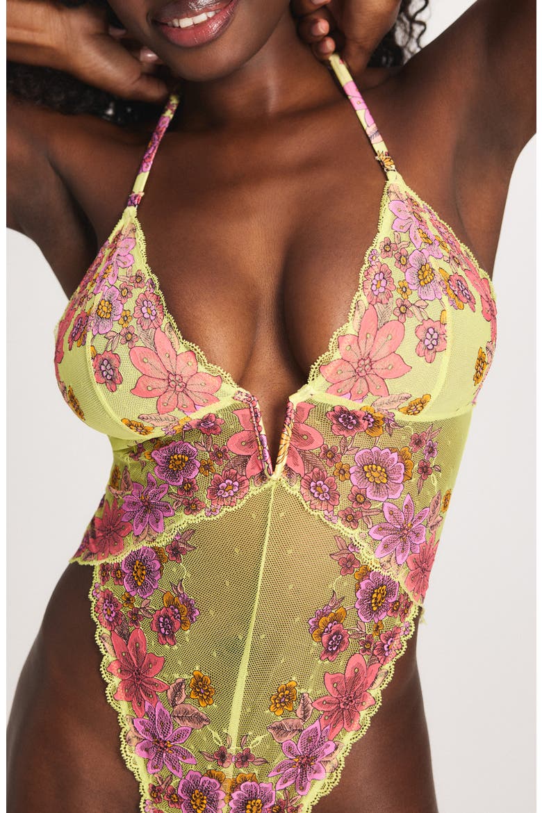Mod Poppy Lace Teddy, Alternate, color, SUNNY LIME FLORAL PLAY LACE