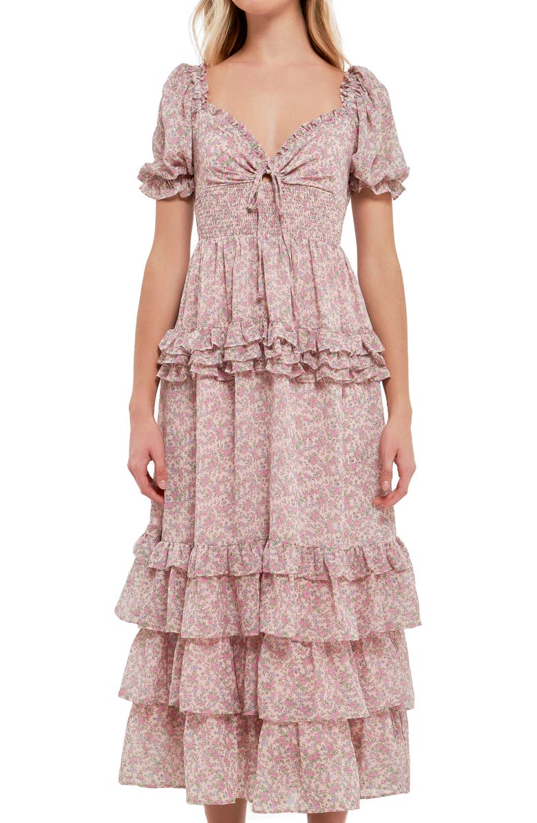 Free the Roses Ruffle Smocked Tiered Maxi Dress, Alternate, color, 