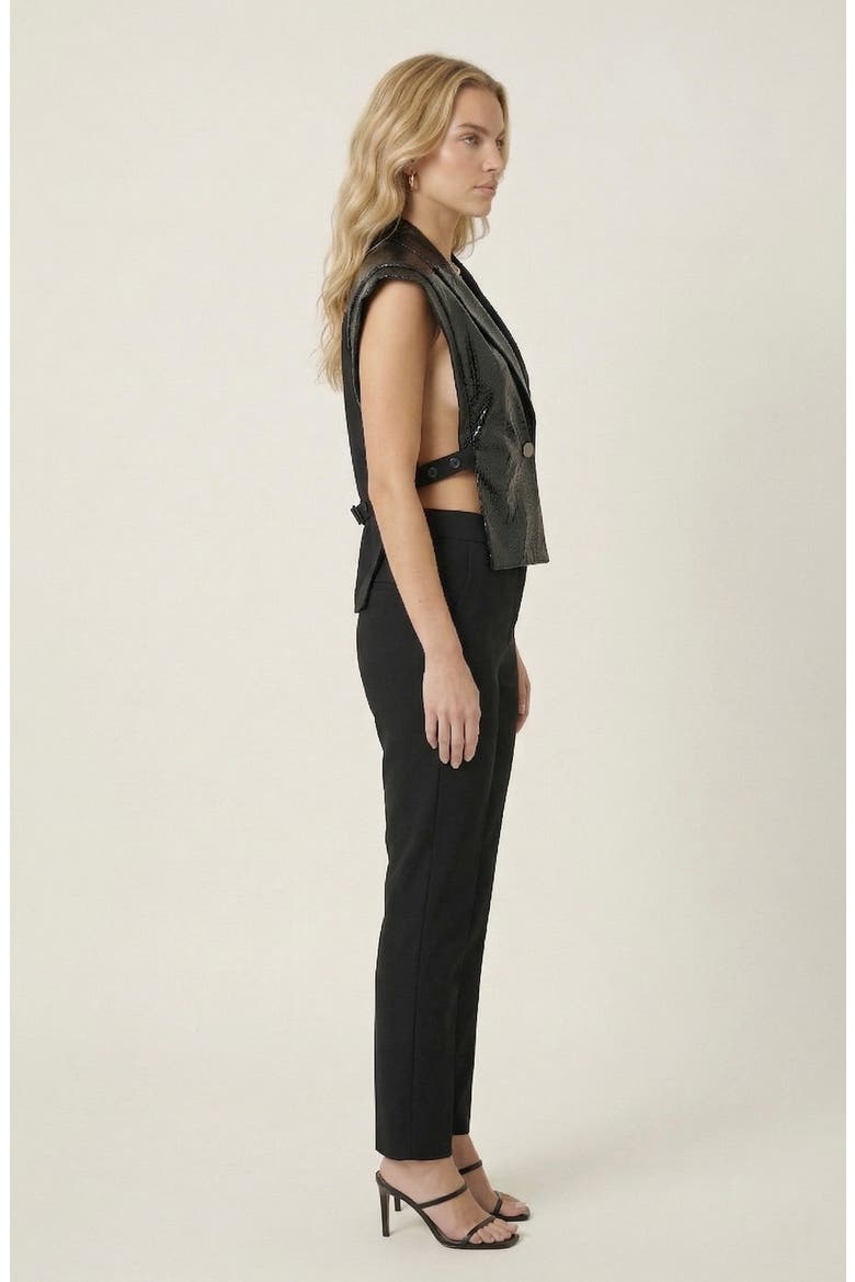 Mixed Texture Sleeveless Embossed Blazer Top, Alternate, color, Black