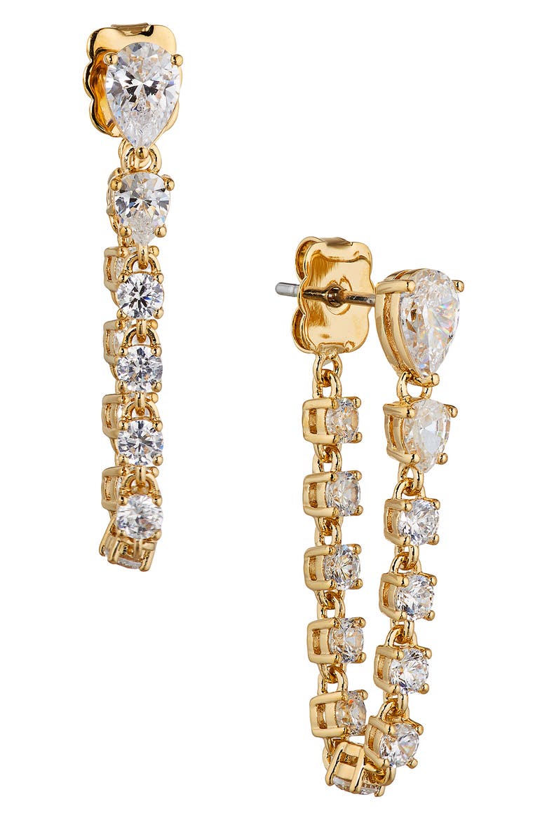 Invitation Only Front/Back Earrings, Main, color, GOLD