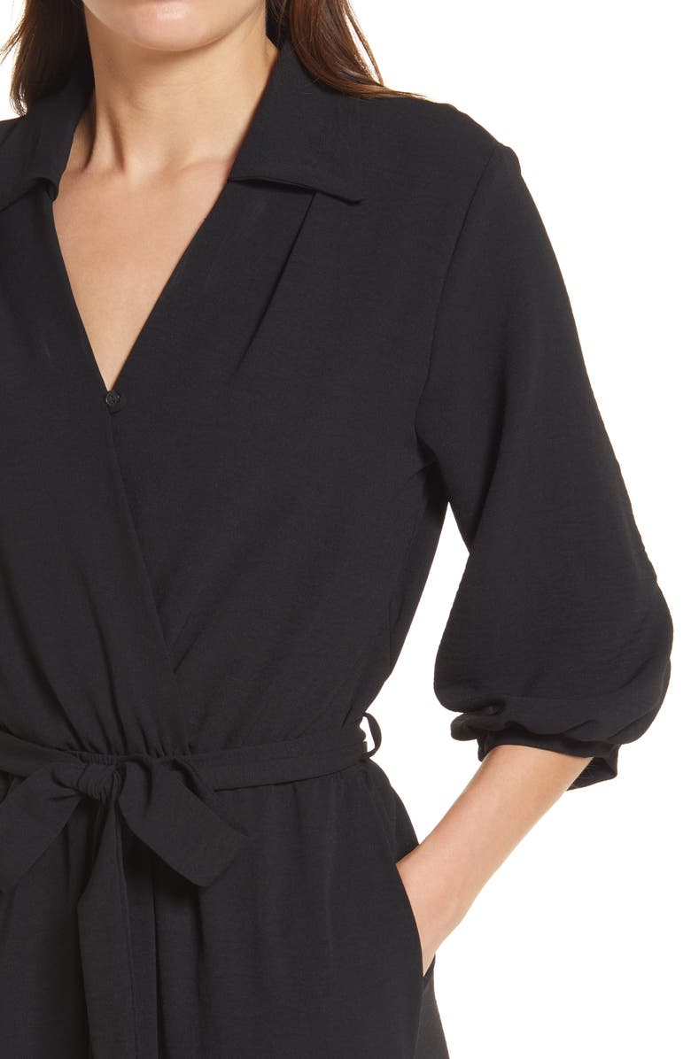 Fraiche by J Tie Waist Long Sleeve Jumpsuit, Alternate, color, 