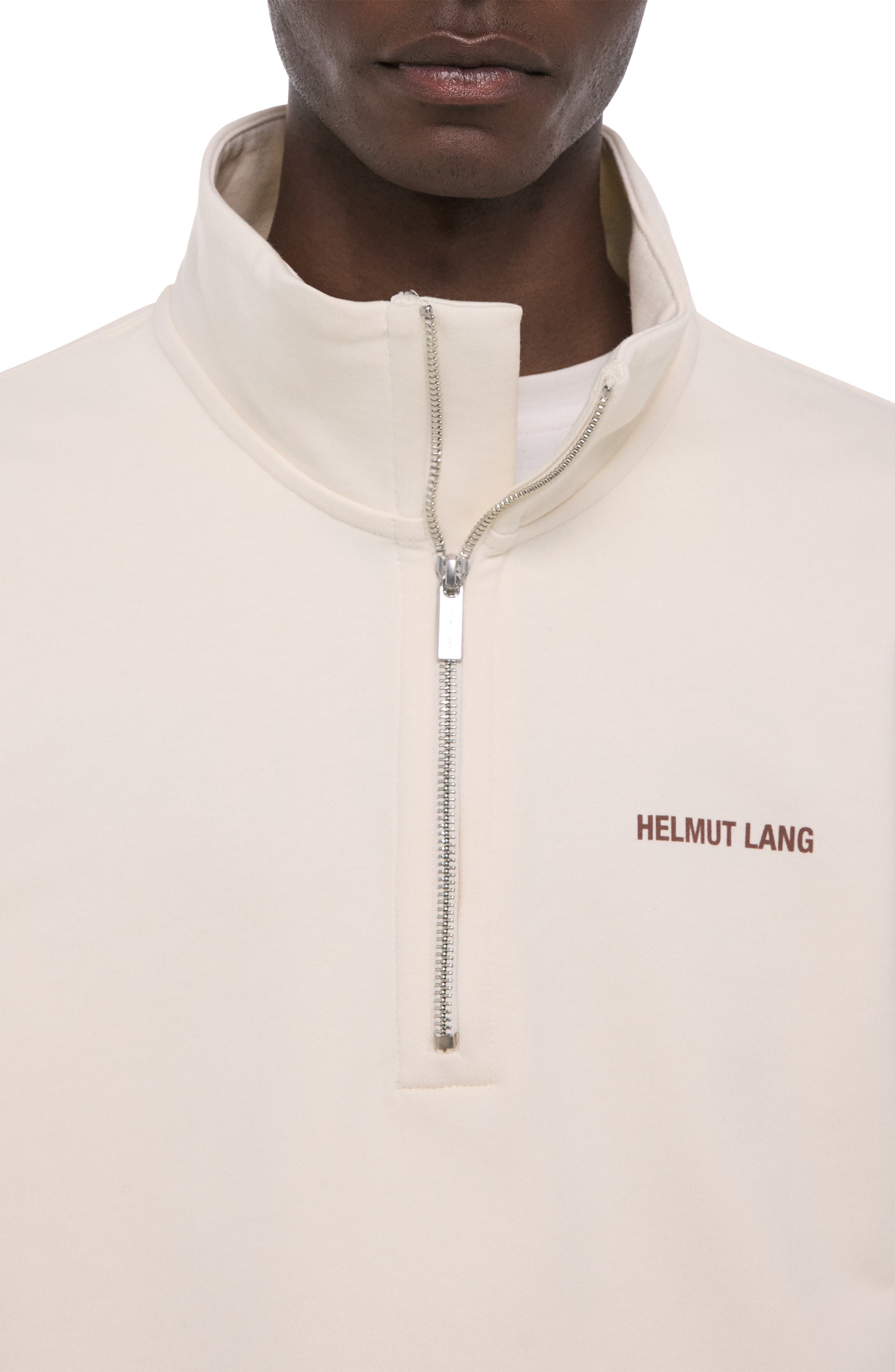 Helmut Lang Logo Quarter Zip Cotton Pullover (Men) | Nordstrom