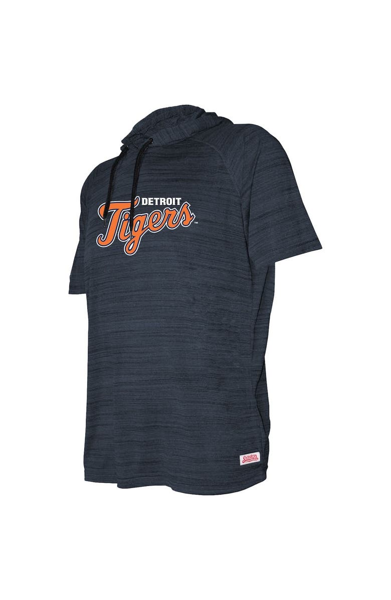 STITCHES Youth Stitches Heather Navy Detroit Tigers Raglan Short Sleeve Pullover Hoodie, Alternate, color, Heather Navy