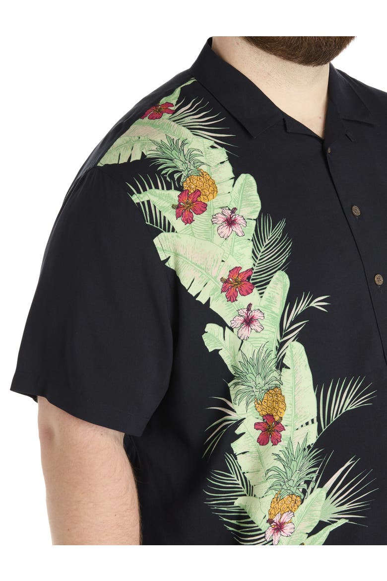 Big & Tall Pineapple Stripe Sport Shirt, Alternate, color, BLACK