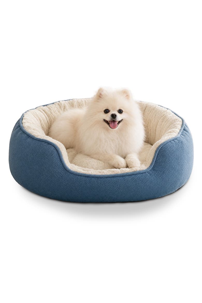Essential Dutch Velvet Donut Cuddler Pet Bed, Main, color, Blue