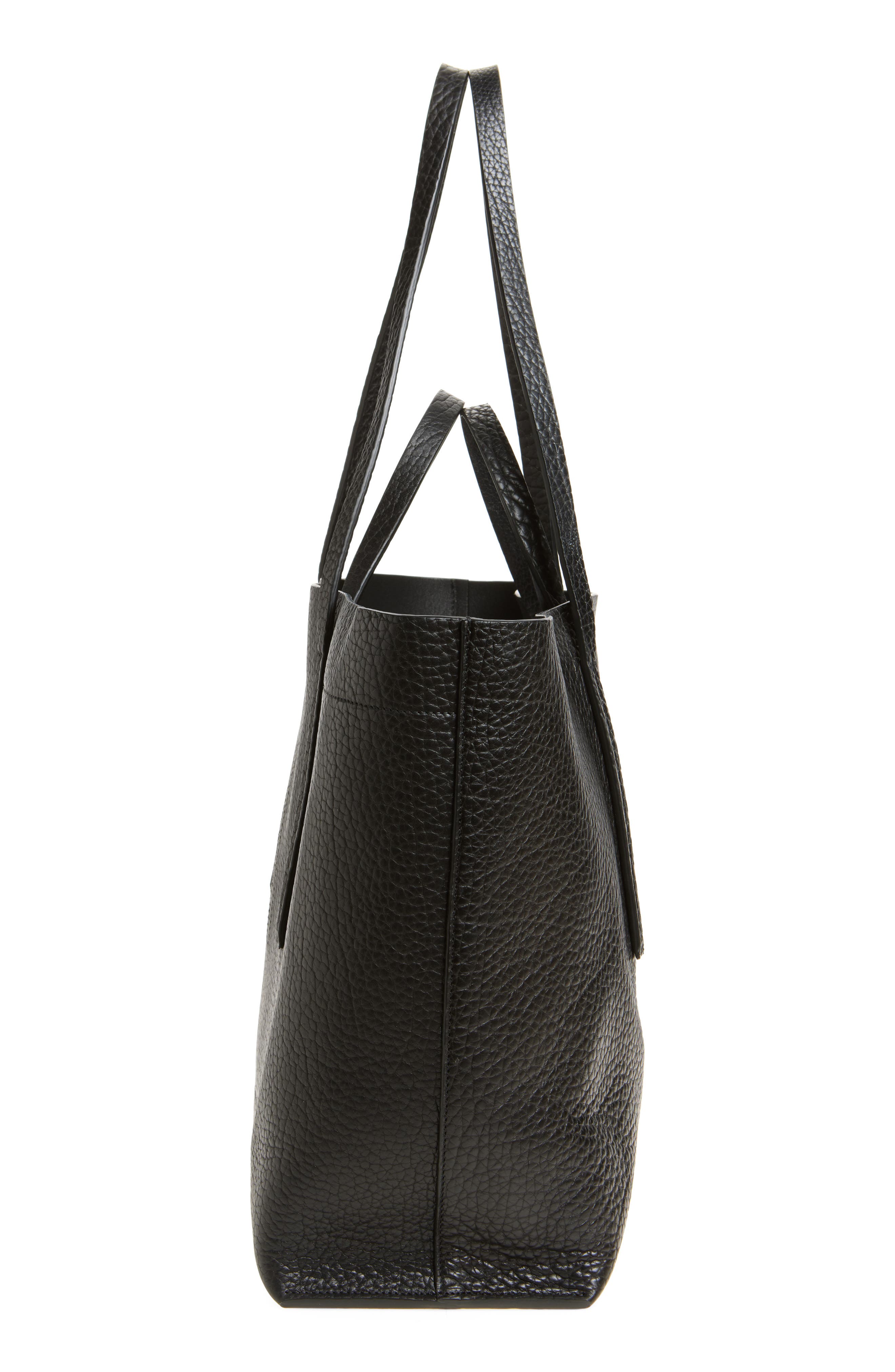 Rick Owens Hollywood Grained Leather Shopper, Alternate, color, Black