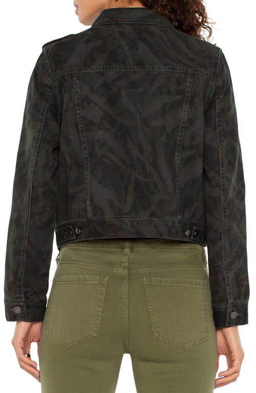 Liverpool Los Angeles Camo Print Cotton Crop Trucker Jacket In Abstract Camo