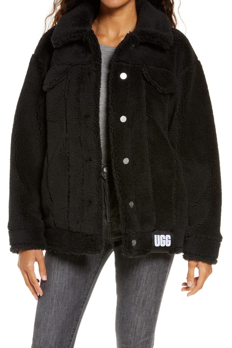 Fleece Trucker Jacket, Main, color, BLK