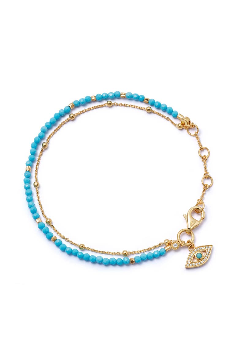 Gold Fine Biography Turquoise Evil Eye Bracelet, Main, color, Turquoise Evil Eye