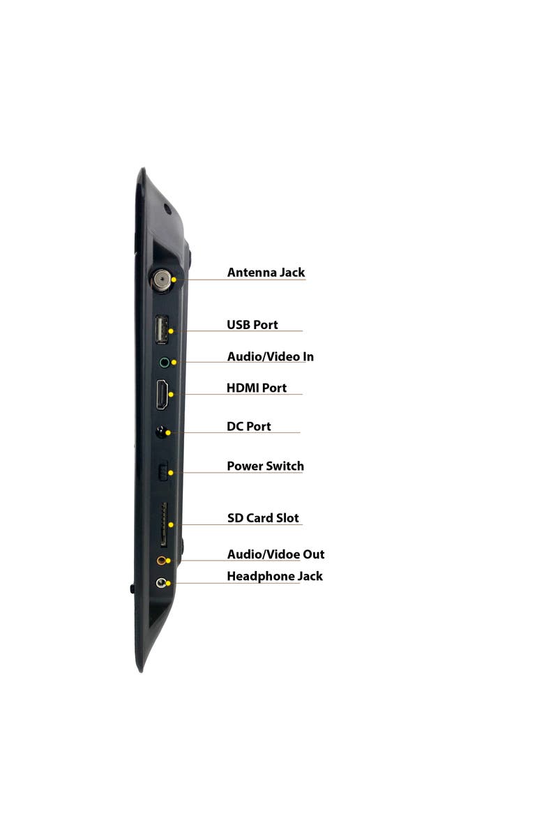 Trexonic 13.3in Portable TV+DVD Player with Color TFT LED Screen and USB/HD/AV Inputs, Alternate, color, Black