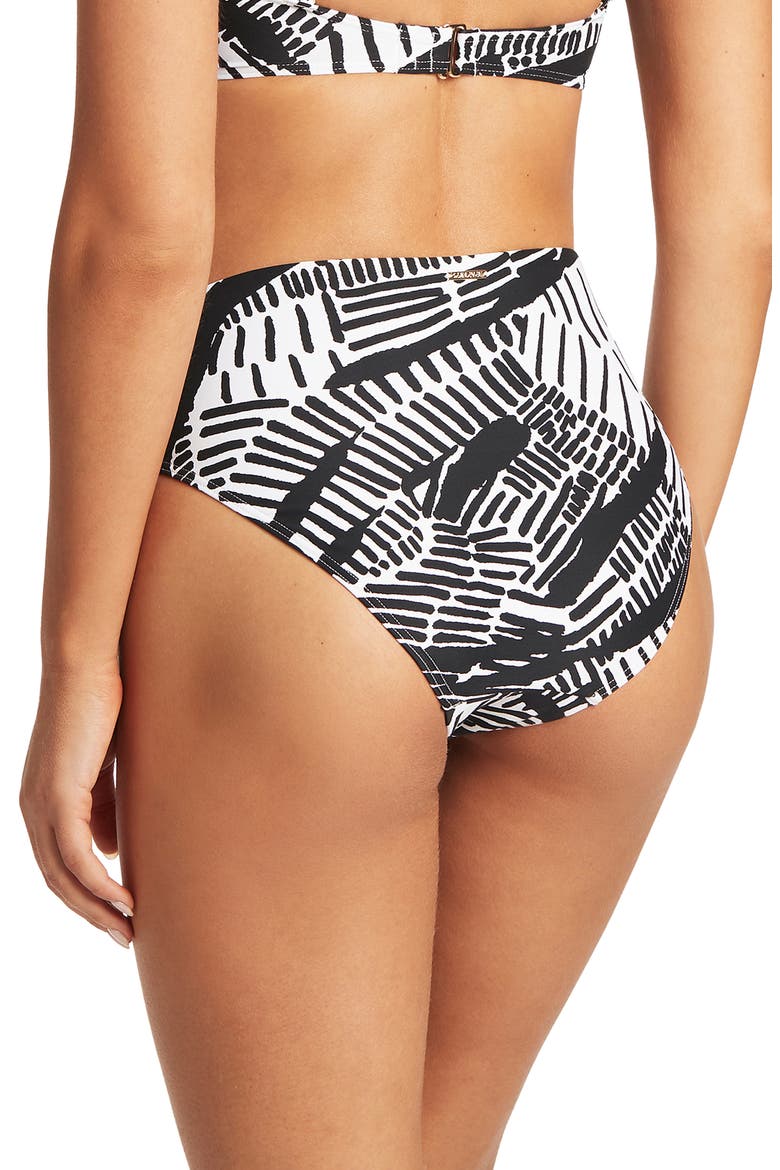 Retro High Waist Bikini Bottoms, Alternate, color, BLACK