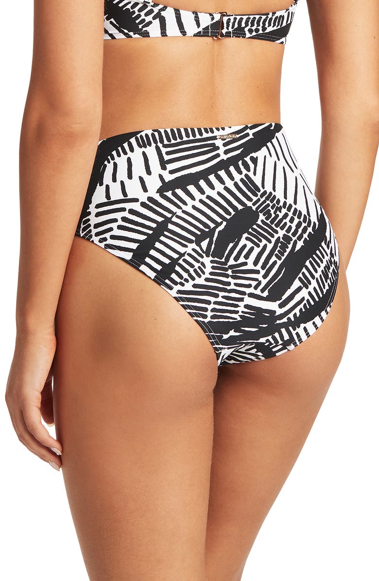 Sea Level Retro High Waist Bikini Bottoms, Alternate, color, 