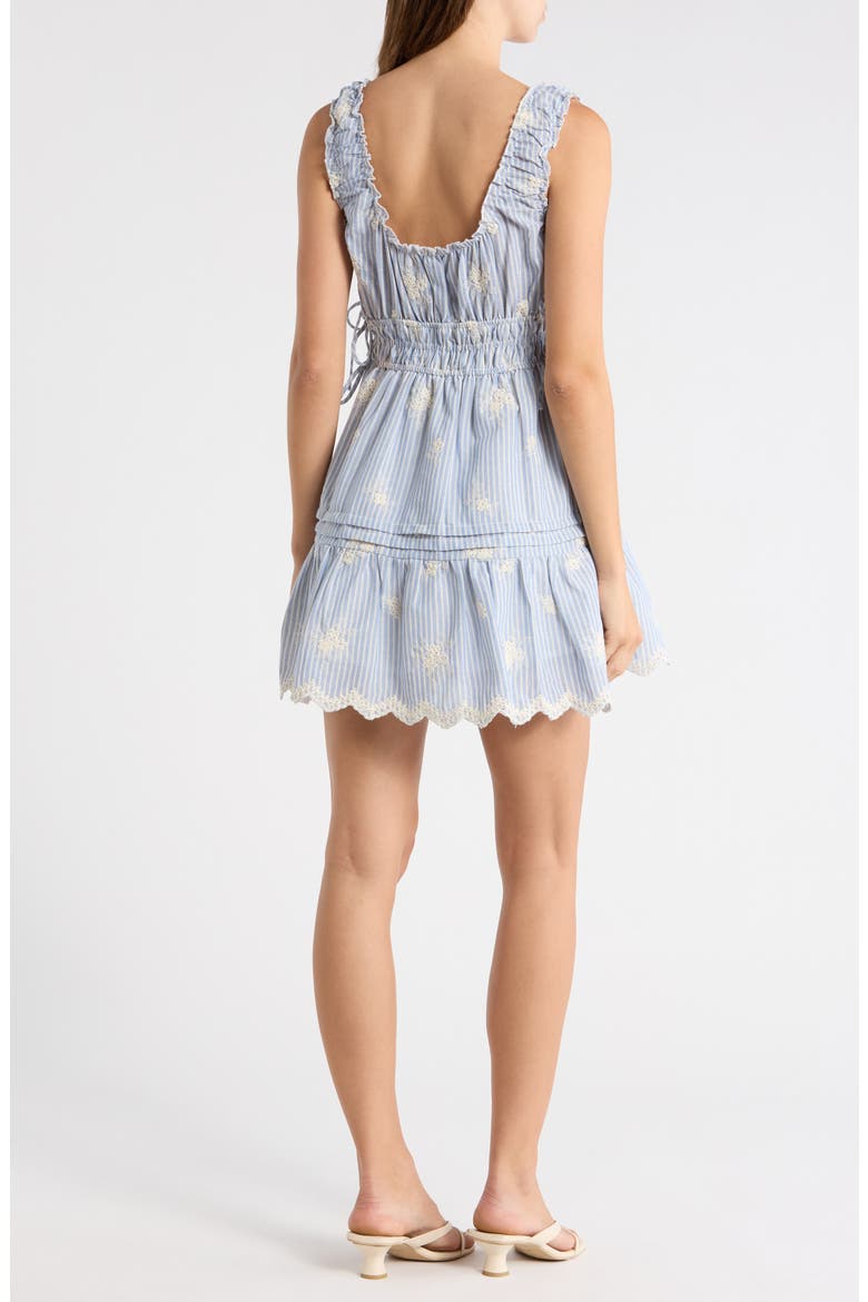 Embroidered Stripe Fit & Flare Minidress, Alternate, color, BLUE WHITE