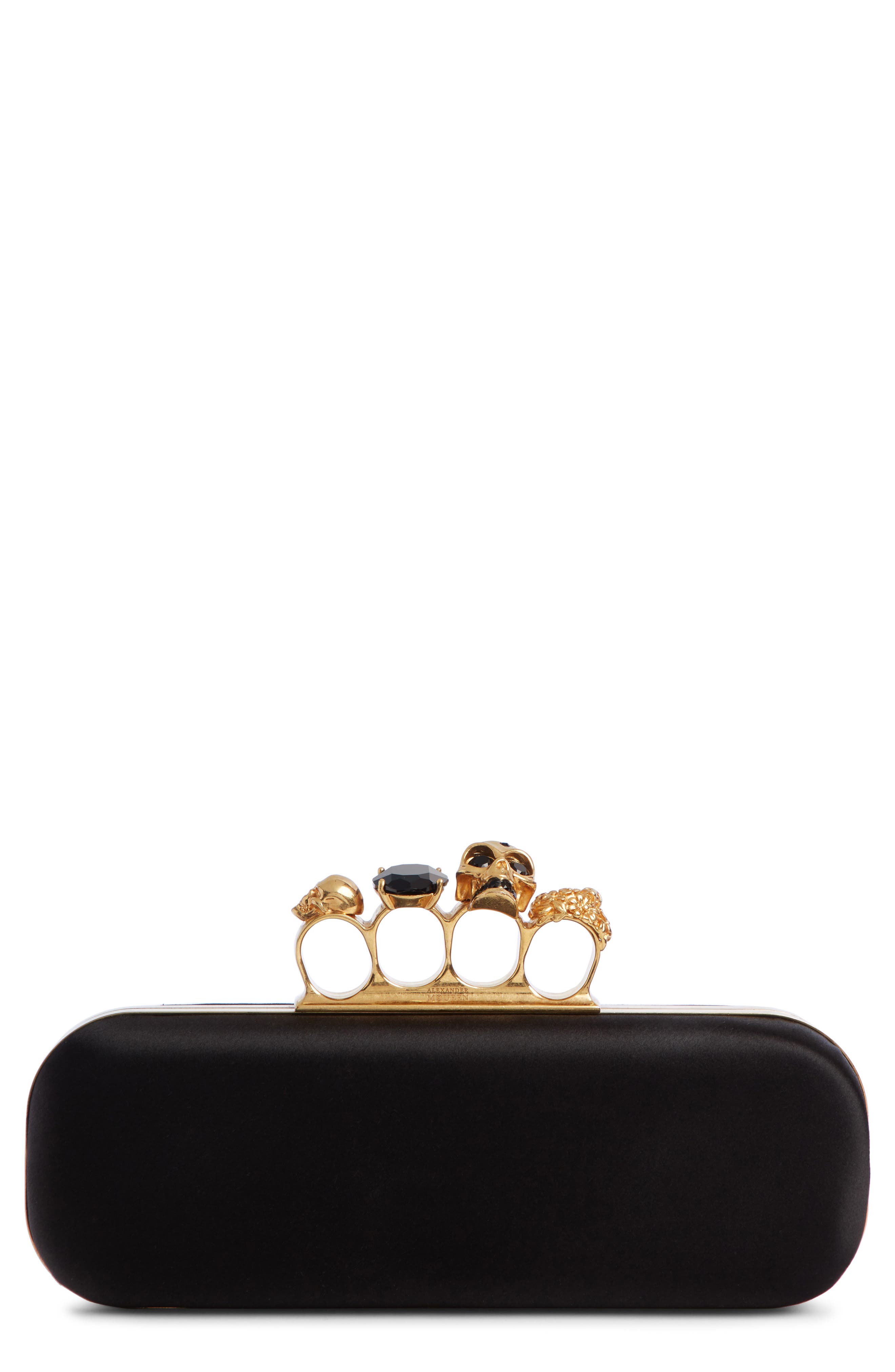 McQueen Alexander McQueen Satin Knuckle Clutch, Main, color, 