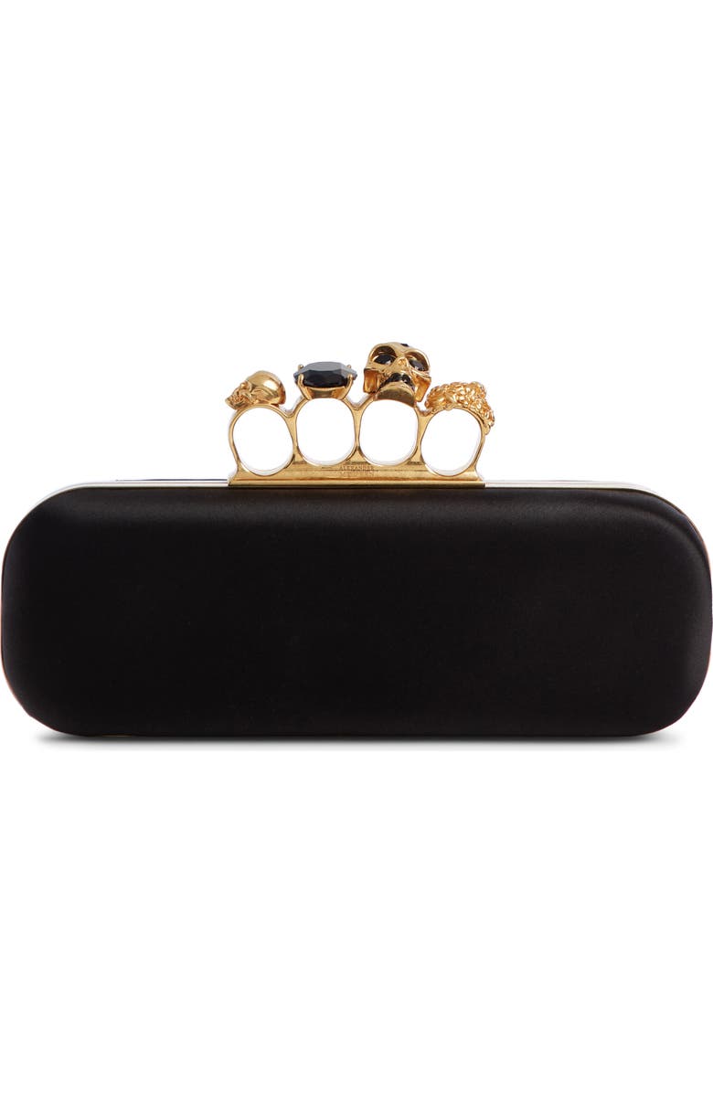 McQueen Alexander McQueen Satin Knuckle Clutch, Main, color,