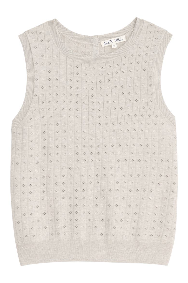 Odette Cotton & Cashmere Pointelle Sweater Tank, Alternate, color, HEATHER GREY