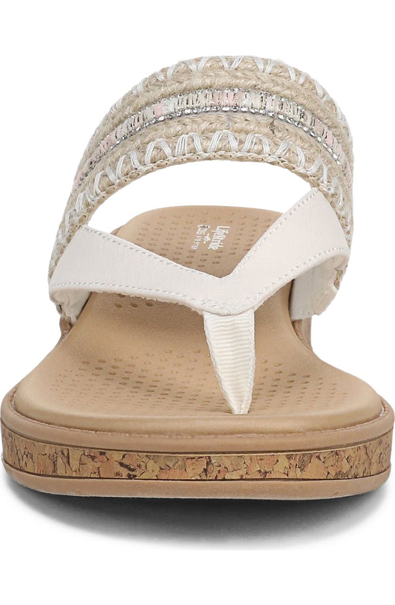 LifeStride Birdie Wedge Flip Flop, Alternate, color, Natural Tan / White Multi