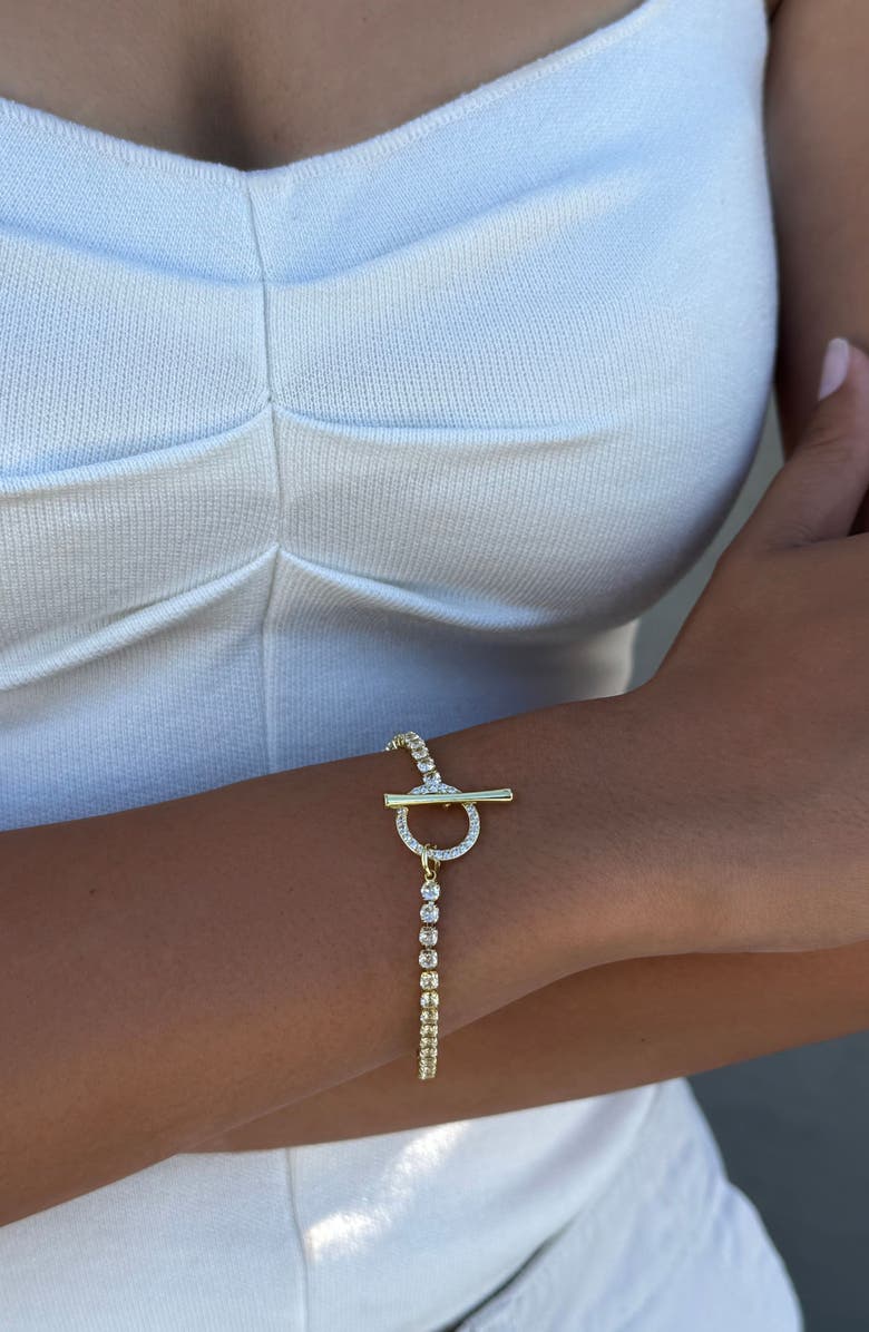 Adornia Crystal Toggle Bracelet, Alternate, color, Gold