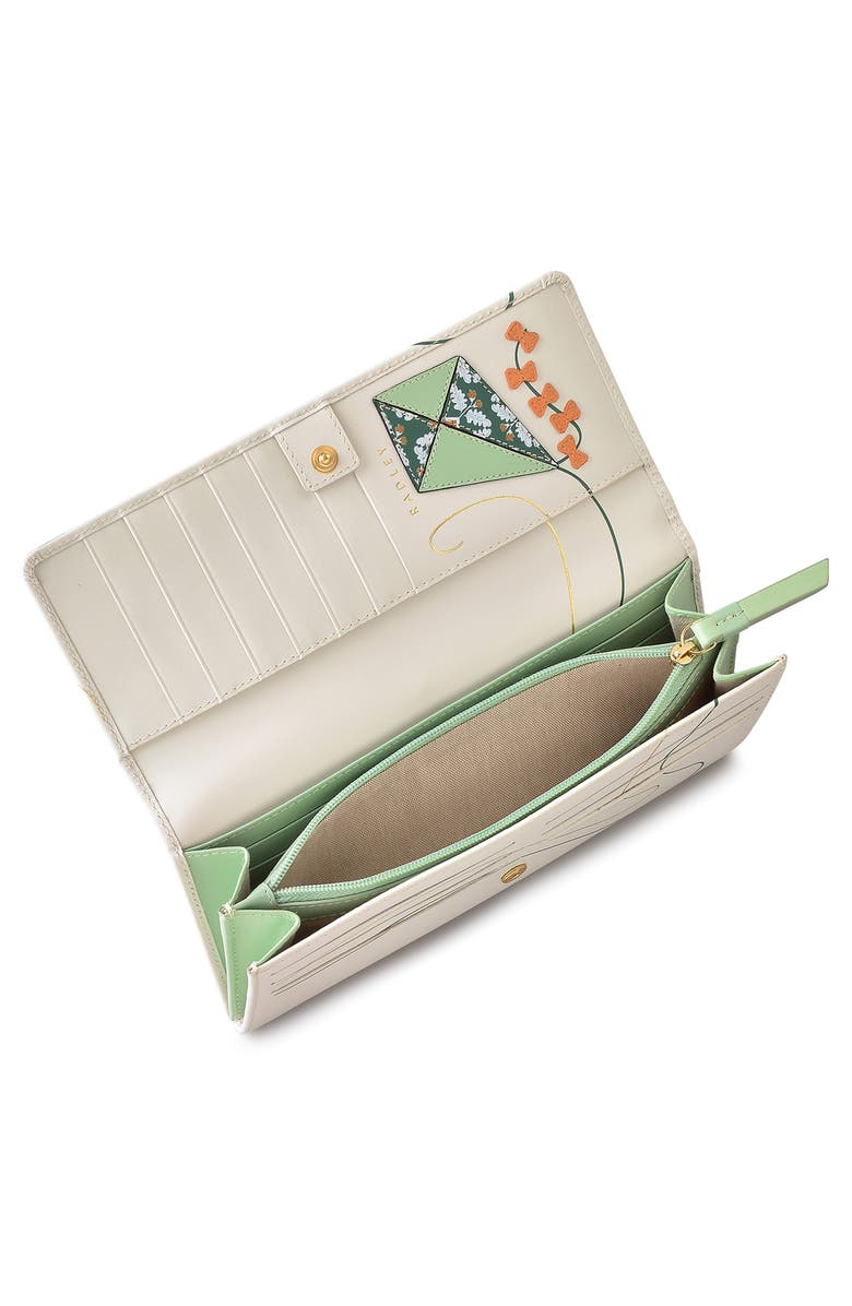 Radley Kite Large Leather Flapover Wallet, Alternate, color, Chalk