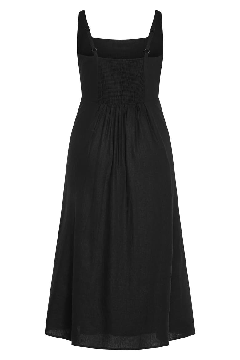 Elly Square Neck Linen Blend Sundress, Alternate, color, BLACK