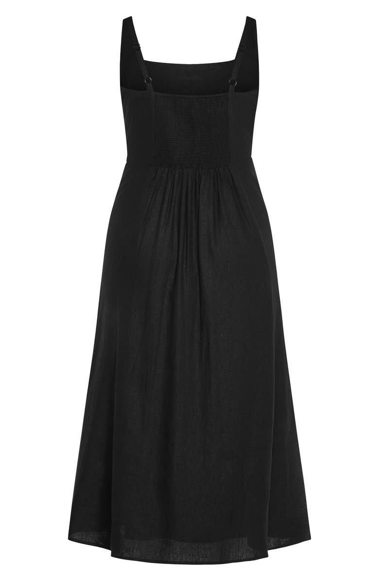 City Chic Elly Square Neck Linen Blend Sundress, Alternate, color, Black